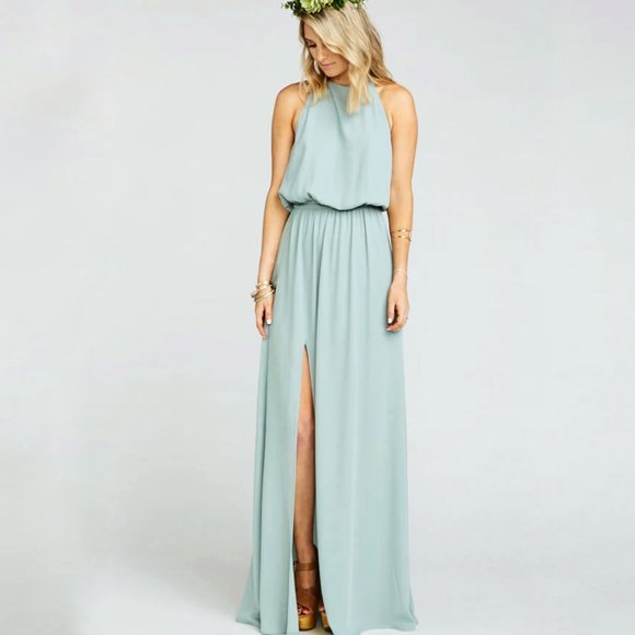 Show Me Your MuMu Dresses & Skirts - NWT Show Me Your MuMu Heather Halter Dress - Silver Sage Crisp